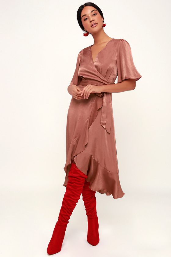 lulus satin wrap dress