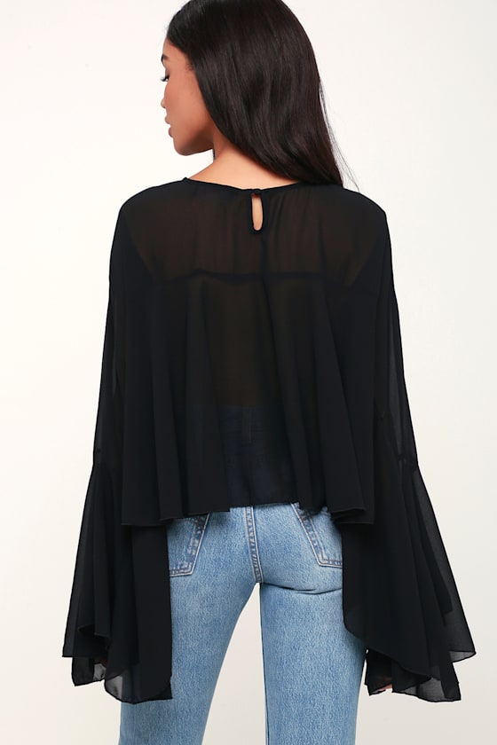 Cheetah Flounce Sheer Crop Top - M.