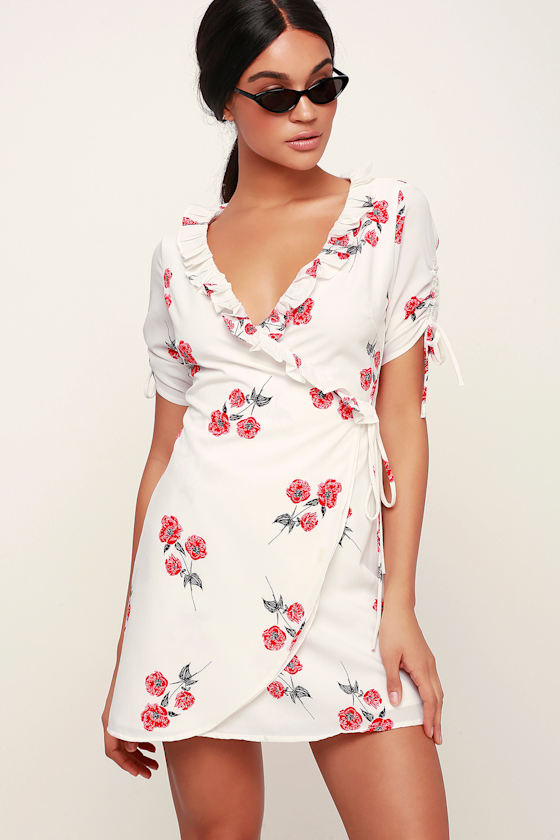 Simply Irresistible White Floral Print Wrap Dress 3