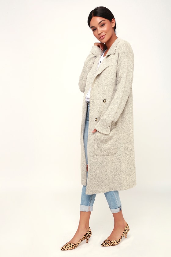 Cuddle Club Beige Long Sleeve Sweater Coat