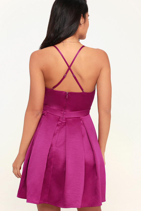 Be With You Magenta Skater Dress 2