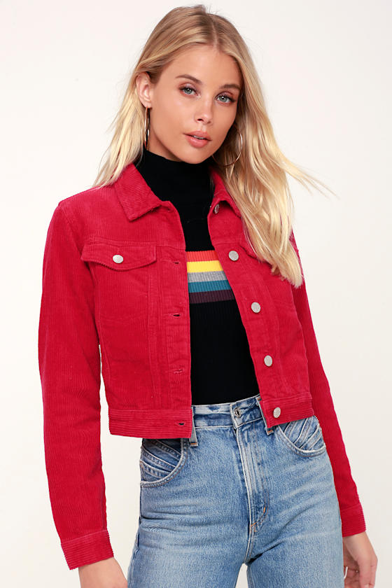 Runaway Red Cropped Corduroy Jacket 2
