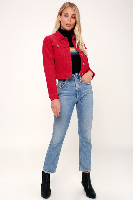 Runaway Red Cropped Corduroy Jacket 1