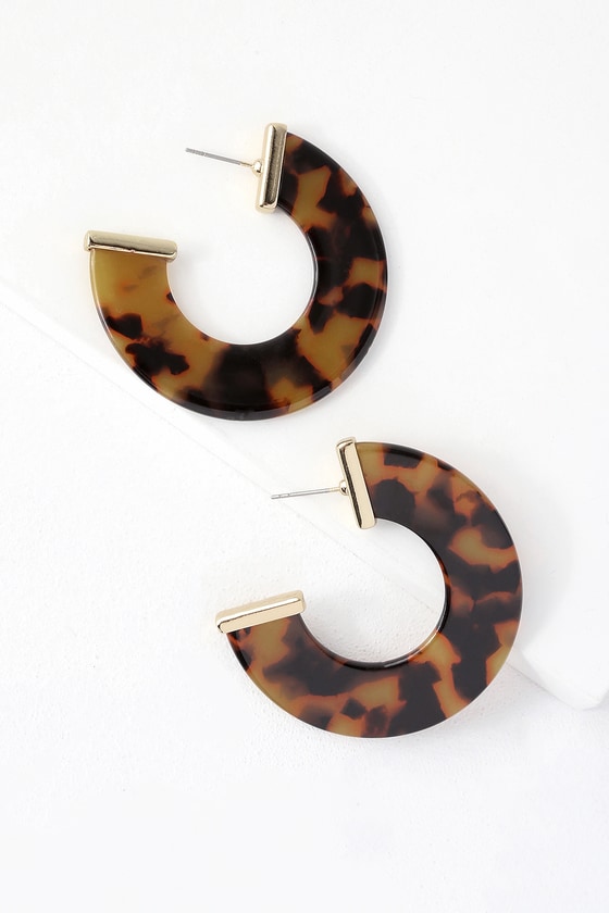 Cute Tortoise Earrings - Hoop Earrings - Acetate Earrings - Lulus