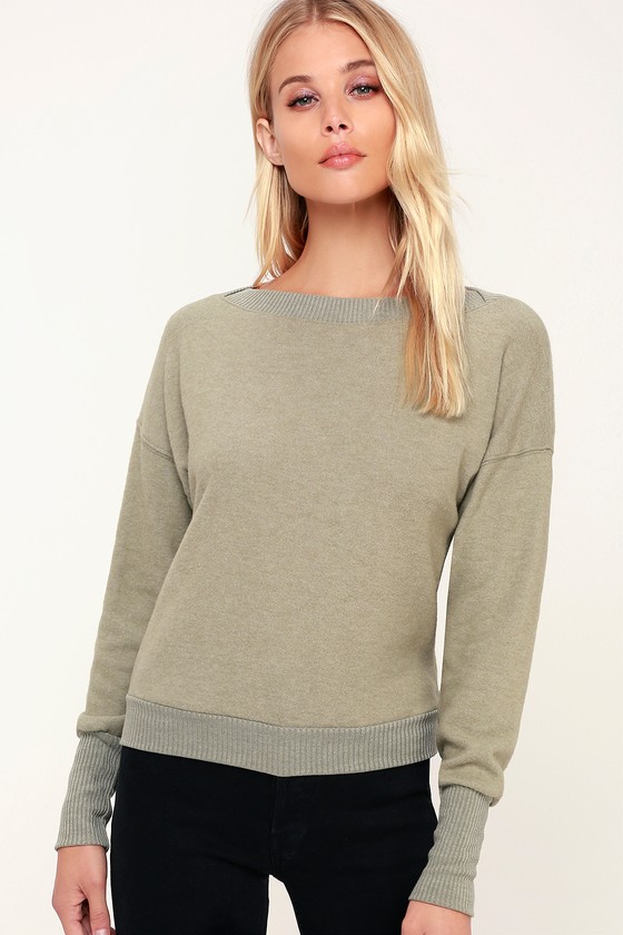 Project Social T Darwin - Sage Green Sweater Top - Fleece Sweater - Lulus