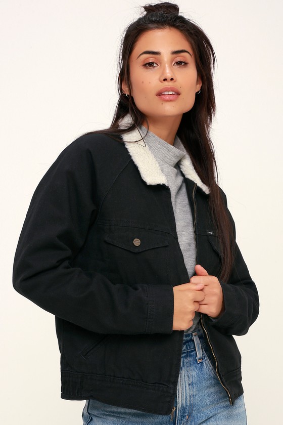 Obey Jeanne - Black Jacket - Sherpa Jacket - Trucker Jacket - Lulus