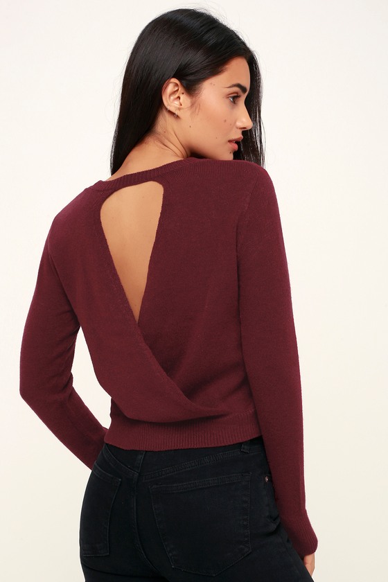 Cute Plum Purple Sweater - Backless Sweater - Cutout Sweater - Lulus
