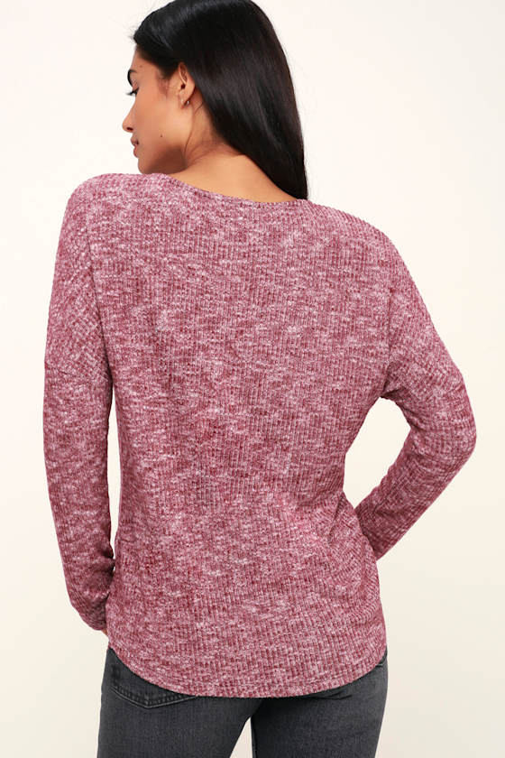 Briony Heather Mauve Ruched Long Sleeve Sweater Top 4