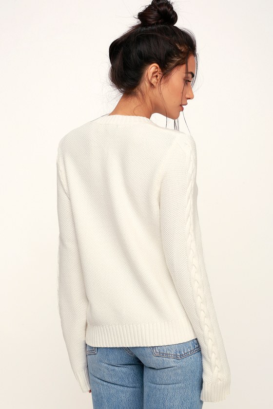 Cute White Sweater - Cable Knit Sweater - Lightweight Sweater - Lulus