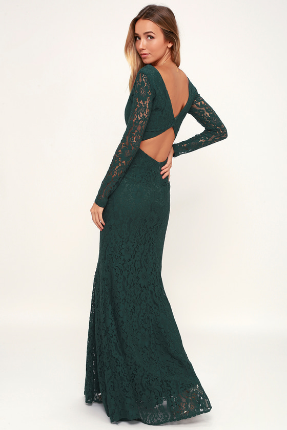 forest green long sleeve maxi dress