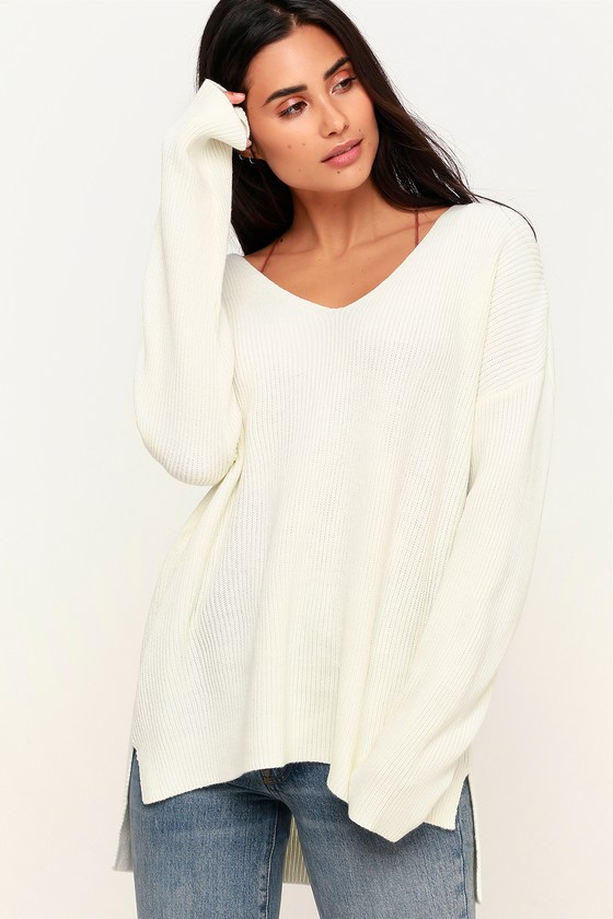 Cuddle With Me Cream V-Neck Sweater