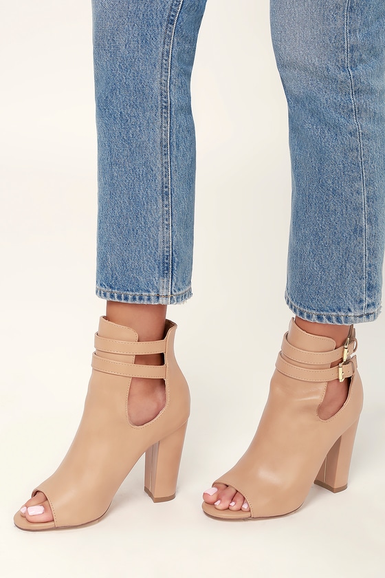 nude chunky booties