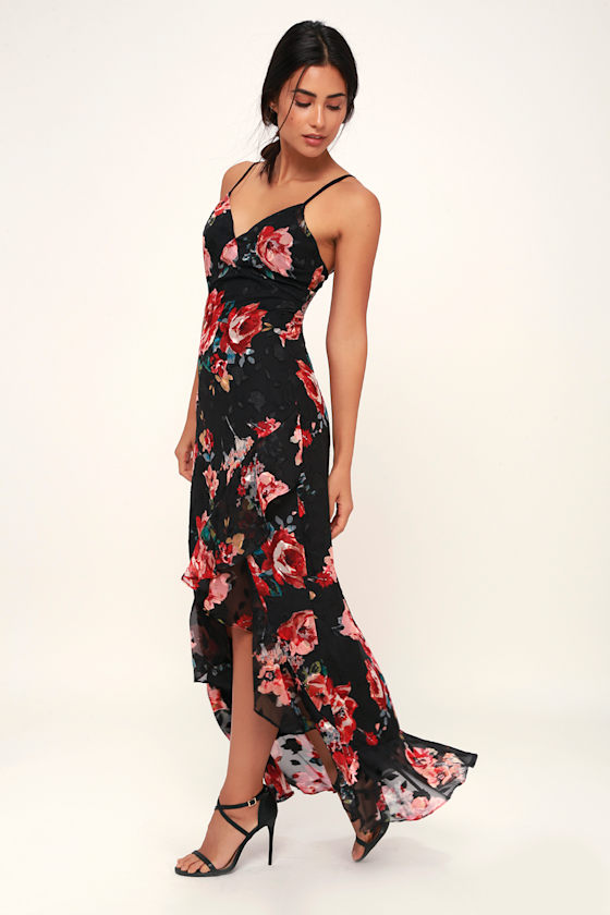 Love Stuck Black Floral Print Ruffled Maxi Dress 3