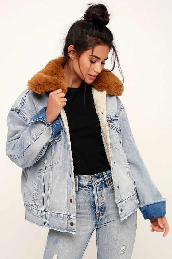 levi's faux fur trucker denim jacket