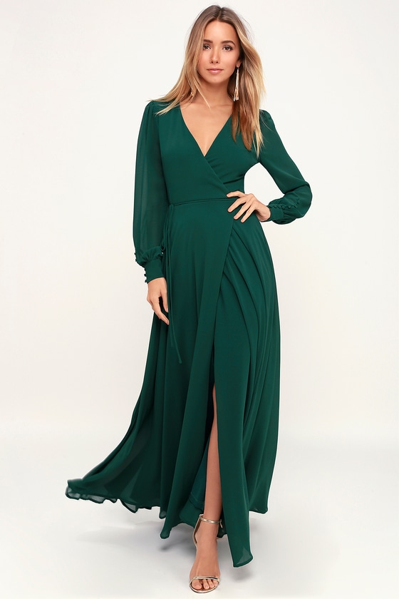 emerald green fall dress