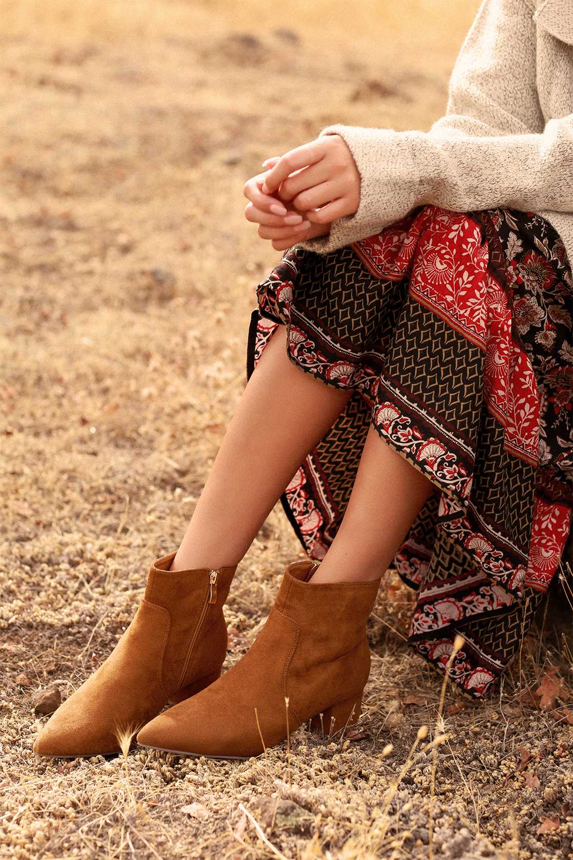 suede booties tan
