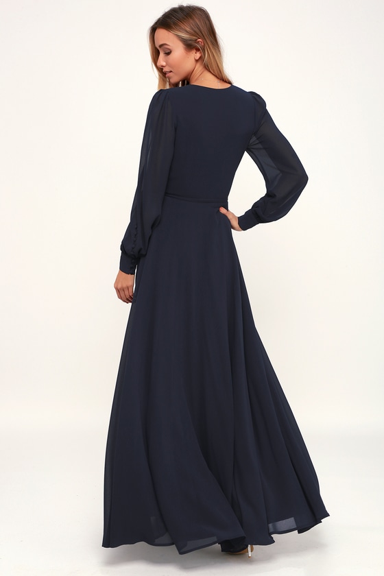 long sleeve flowy wrap dress