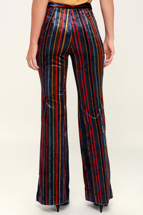Rad Multi Stripe Pants - Velvet Pants - Velvet Bell Bottom Pants