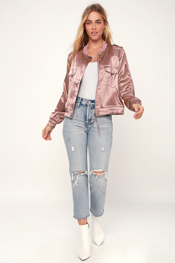 mauve bomber jacket