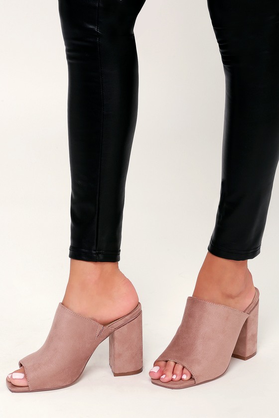 Cute Mules - Peep-Toe Mules - Mauve Mules - Vegan Suede Mules - Lulus