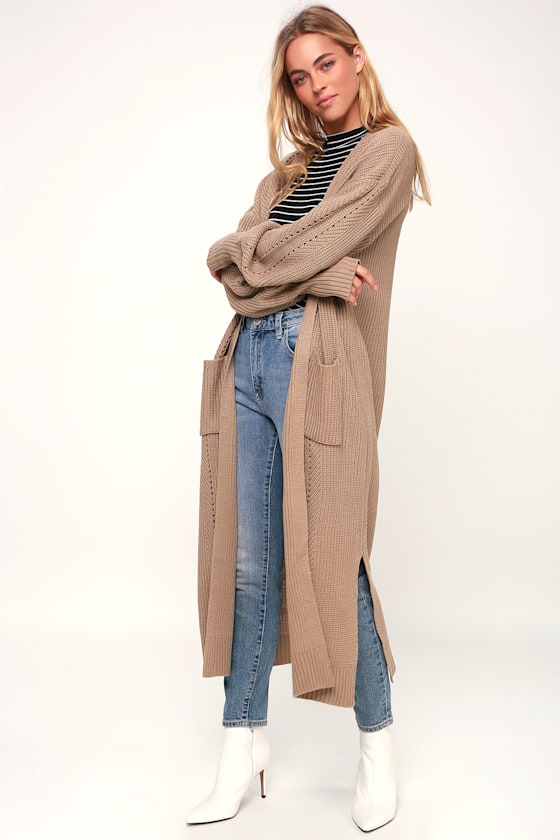 Cute Long Cardigan Maxi Cardigan Beige Cardigan Lulus