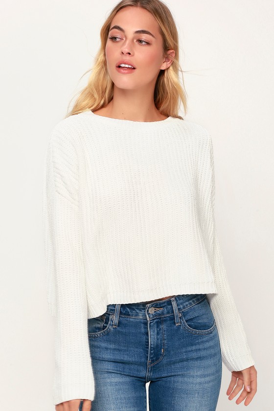 Blank NYC White Sweater - Chenille Sweater - Backless Top - Lulus