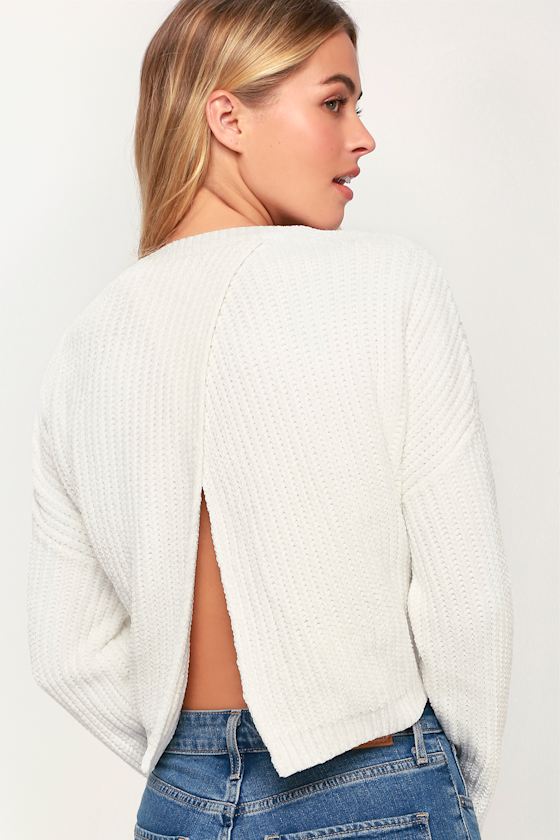 Malia White Chenille Backless Sweater 5