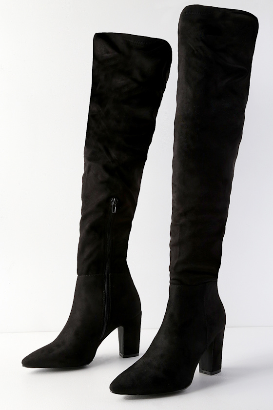 Rami Black Suedette Over the Knee Boots 2