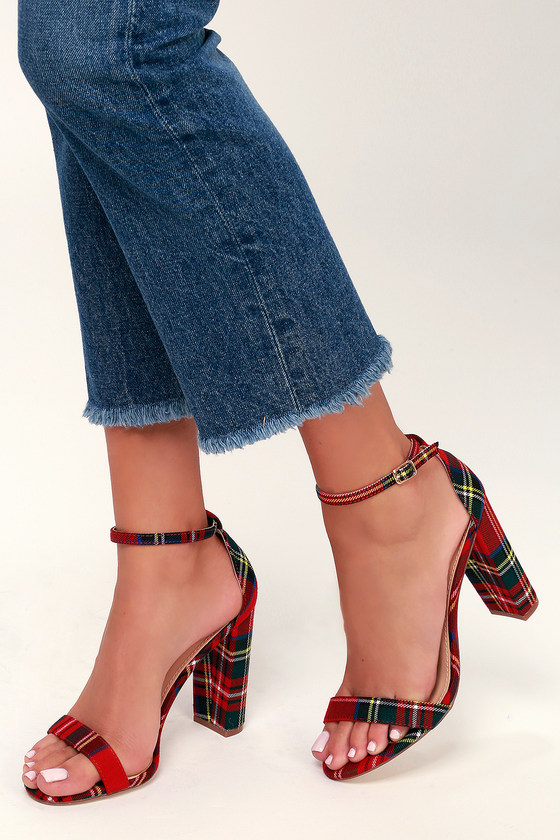 tartan high heels