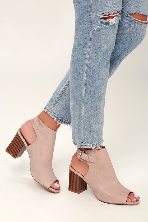 blush lace up booties