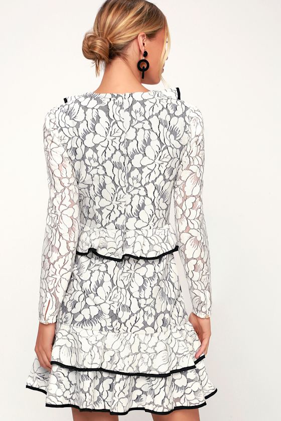 Encore Ivory Lace Ruffled Long Sleeve Dress 3