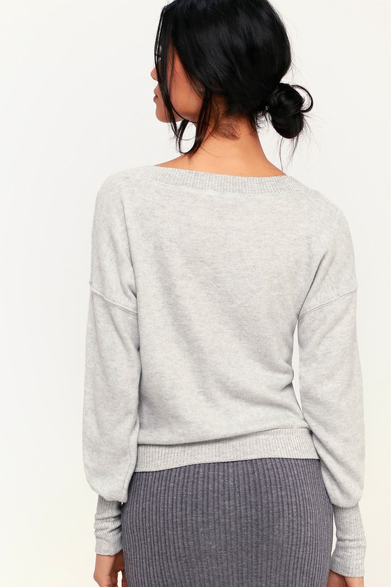 Project Social T Darwin - Light Grey Sweater Top - Fleece Sweater - Lulus
