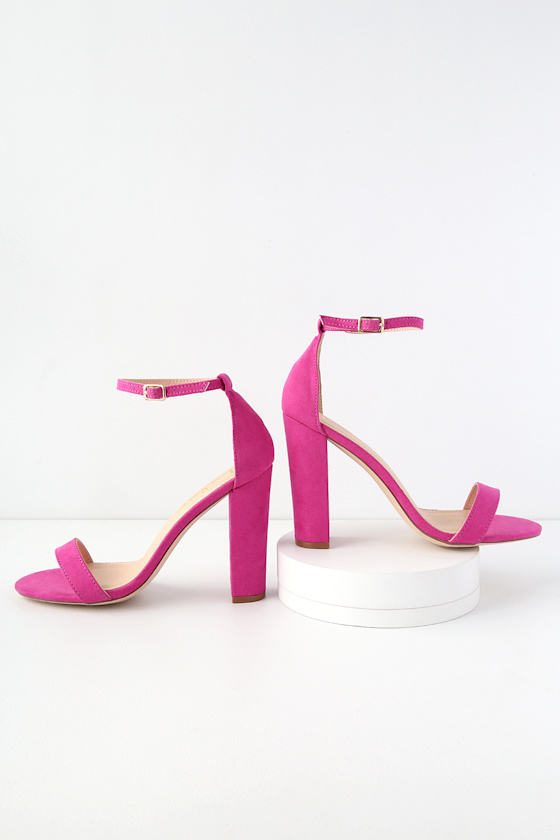 Taylor Fuchsia Suede Ankle Strap Heels 2