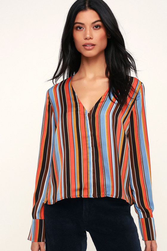 lulus joyful red orange multi stripe