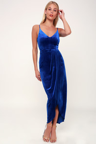 anything for you royal blue velvet bodycon dress