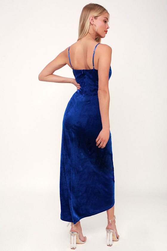 Sexy Royal Blue Dress Blue Velvet Dress Tulip Midi Dress Lulus
