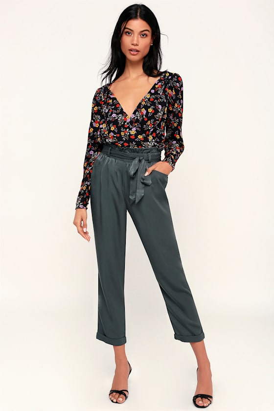 Paper Bag Drawstring Pants - Olive - Size X-Large main image 0