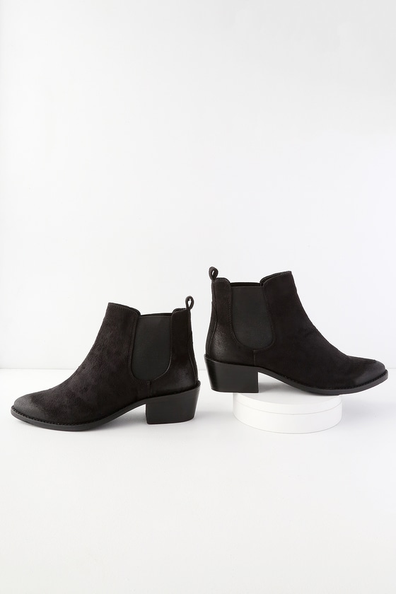 black suede pointed booties