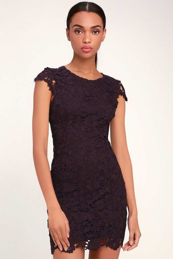 Chic Dark Purple Lace Dress - Lace Dress - Lace Backless Dress - Lulus