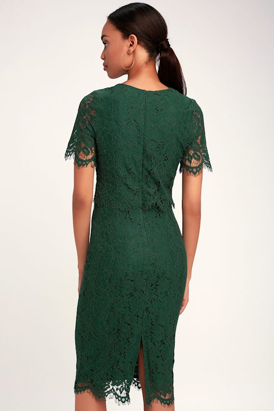 Green Lace Midi Dress