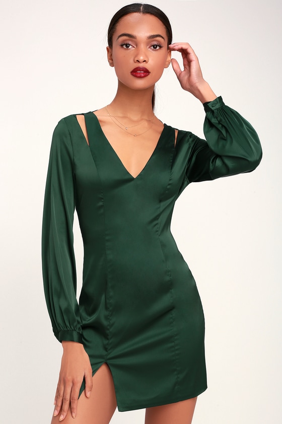 Ryse Amanda - Forest Green Satin Dress - Cutout Dress - Lulus