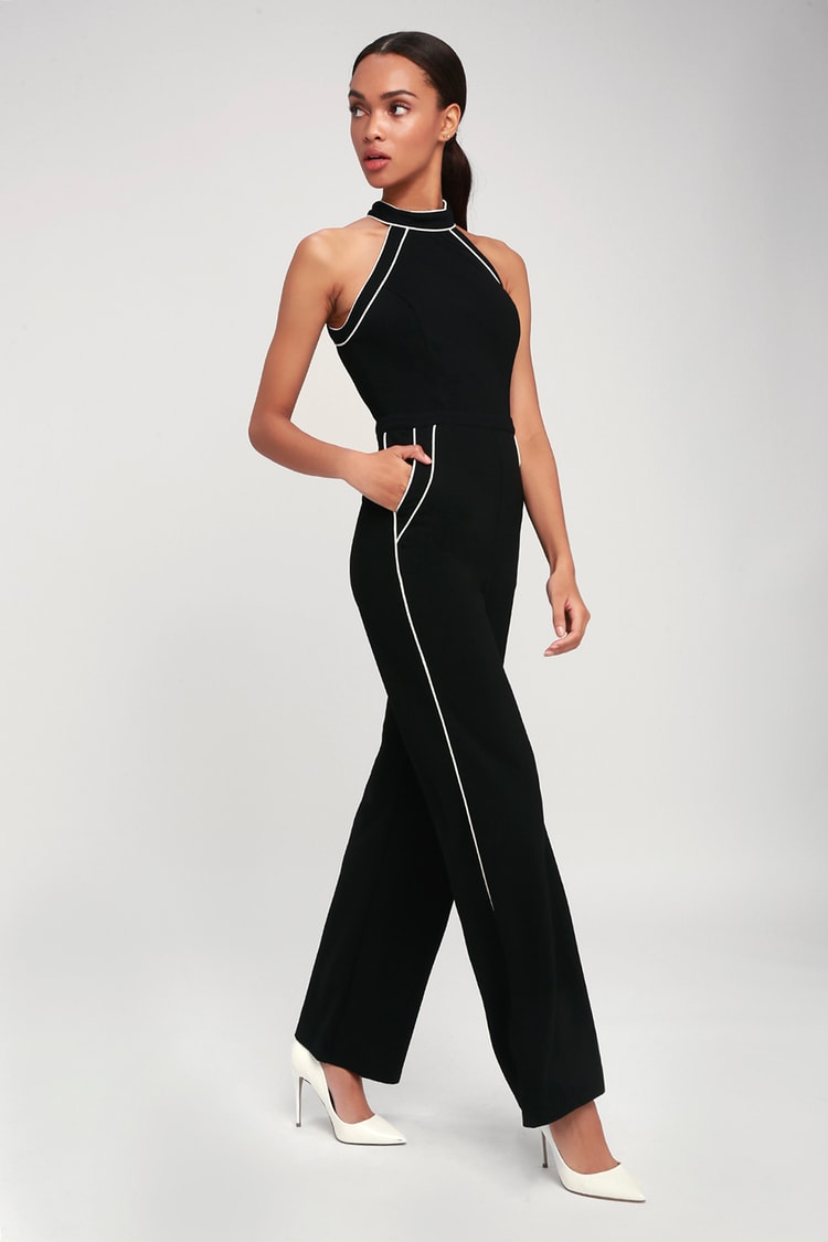 Cute Black And White Jumpsuit Black Jumpsuit Sleeveless Jumps Lulus
