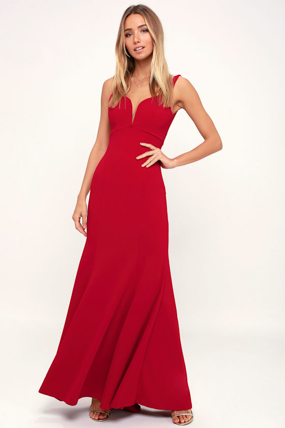 Lovely Red Maxi Dress Dark Red Maxi Dress Red Mermaid Dress Lulus