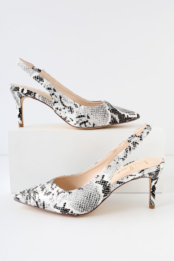 Cute Snake Pumps Black and White Pumps Slingback Pumps Lulus