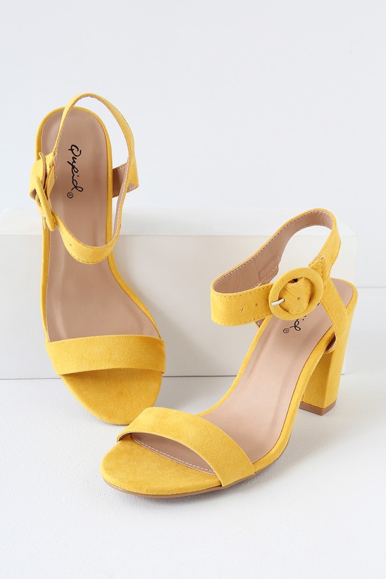 lace up yellow heels