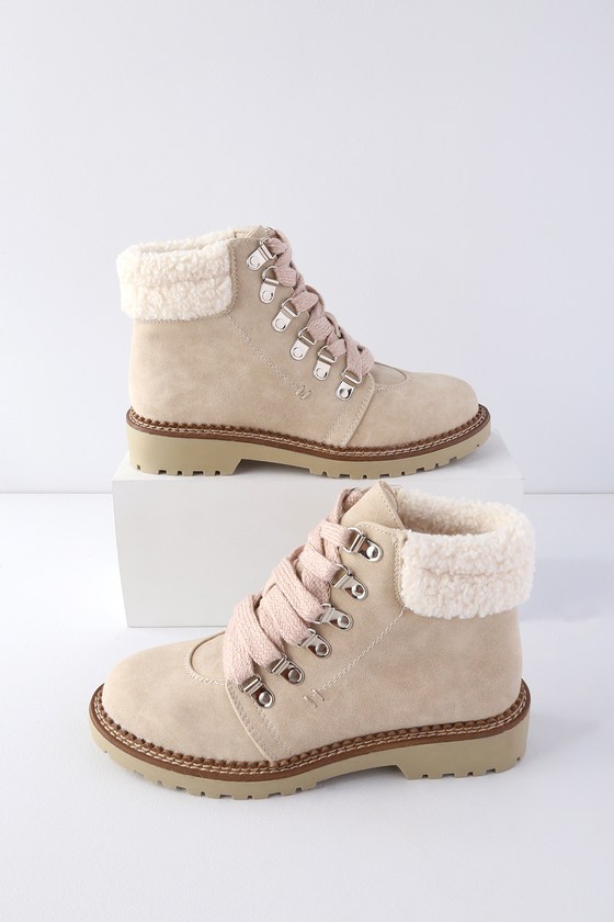 cream suede ankle boots