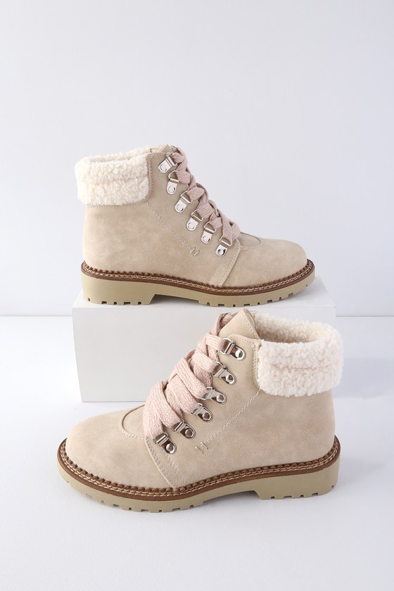 cream hiking boots