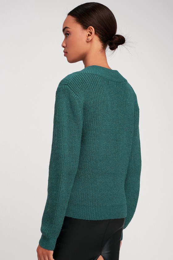 Cute Teal Green Sweater - Knit Sweater 