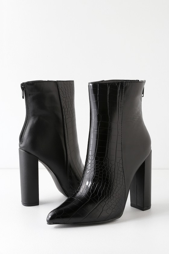 black crocodile boots womens