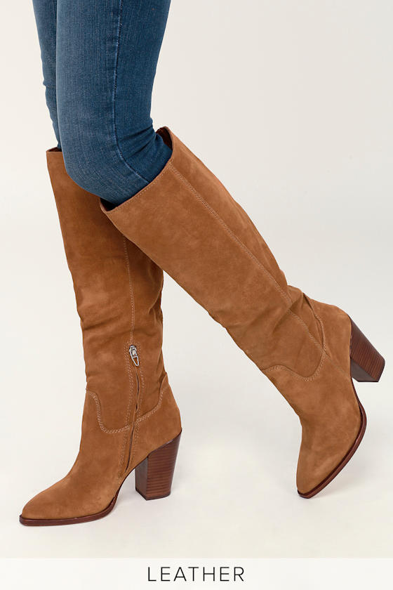 Kylar Brown Suede Leather Knee-High Boots 1